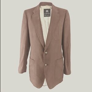 LANVIN PARIS Tan Vintage Feather Suede Men's Blazer Sport Coat Jacket Sz L